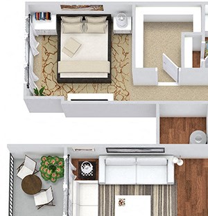 The Miller 3D The Miller 3D. 2 bedroom apartment. Kitchen with island open to living/dinning rooms. 2 full bathrooms. Walk-in closets. Patio/balcony.